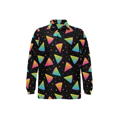 Rainbow Watermelon Pattern Print Design A04 Long Sleeve Polo Shirt For Men's