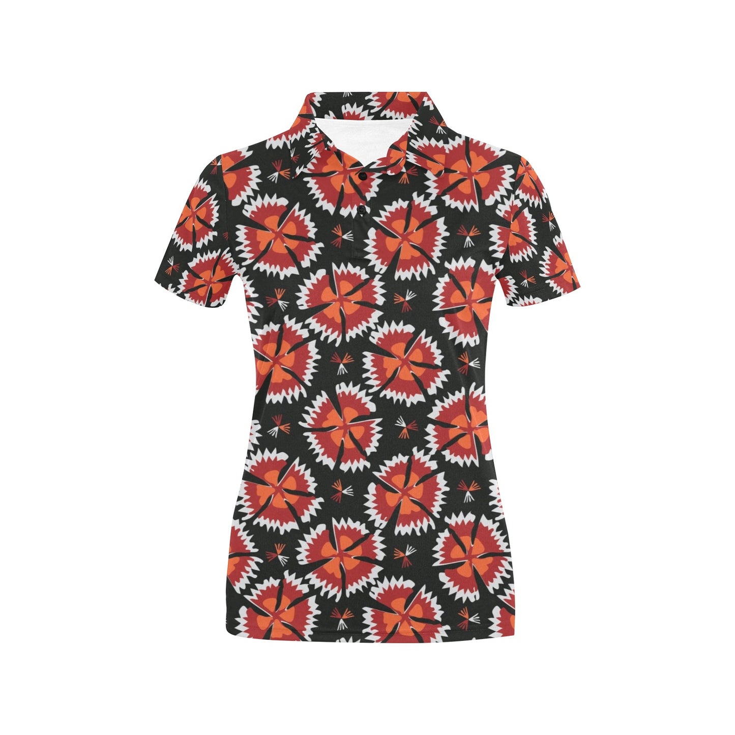 Carnations Pattern Print Design CN03 Women's Polo Shirt