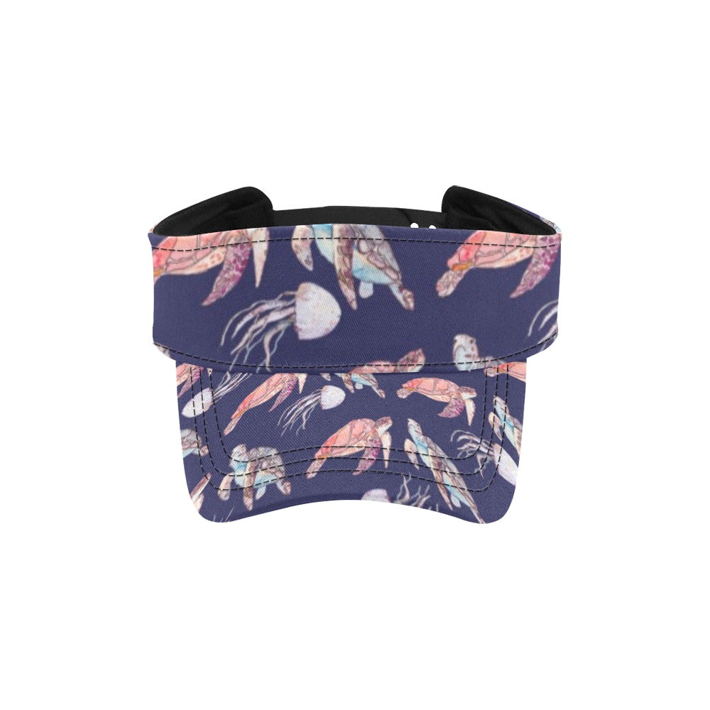 Sea Turtle With Jelly Fish Print Design LKS301 Unisex Sun Visor