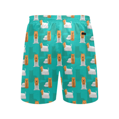 Silky Terriers Print Design LKS301 Men's Swim Trunks Beach Shorts