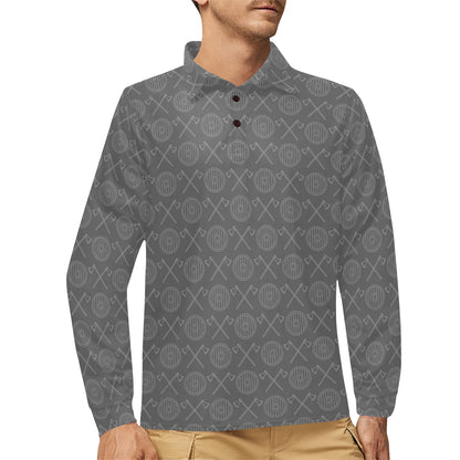 Vikings Print Design LKS303 Long Sleeve Polo Shirt For Men's