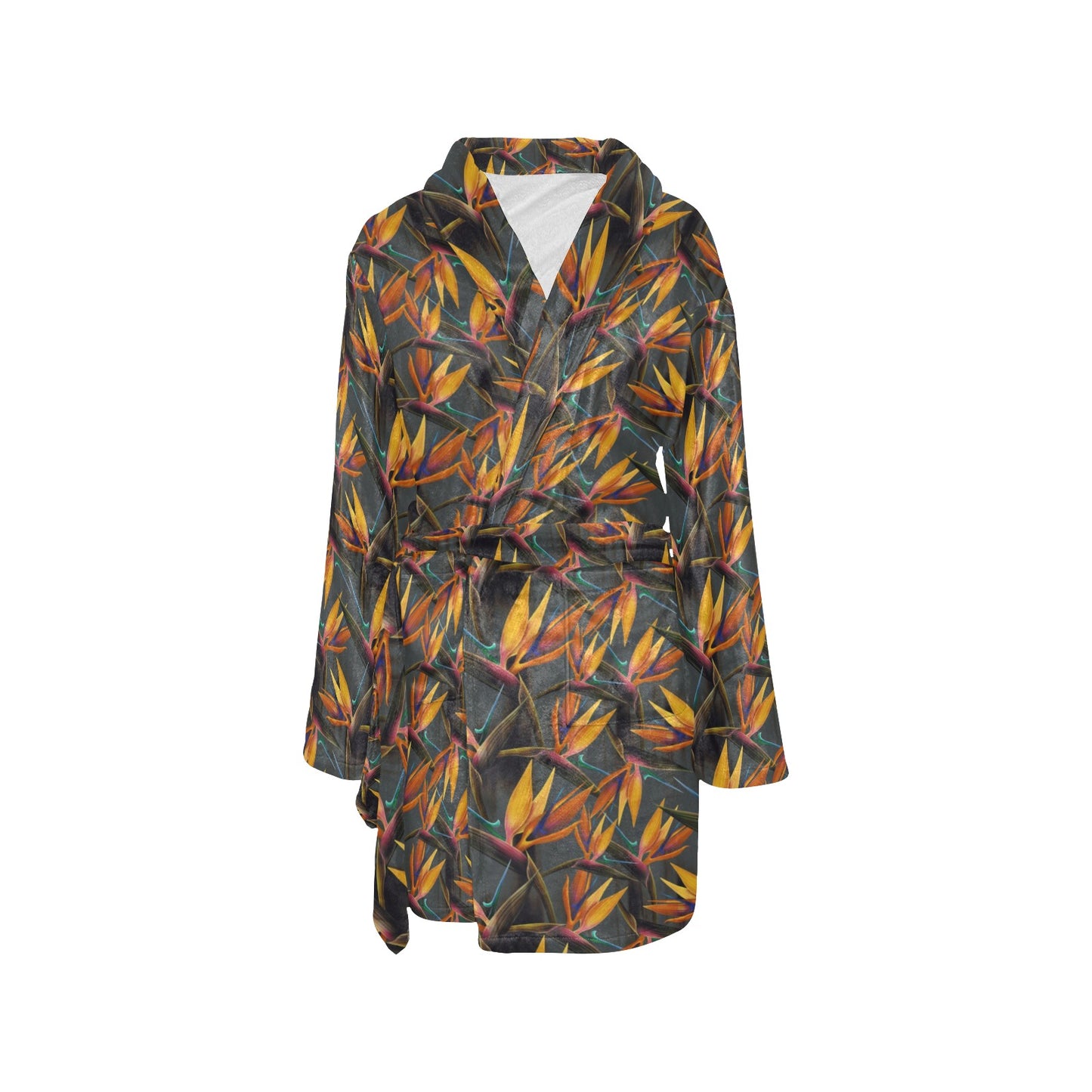 Bird Of Paradise Pattern Print Design 01 Women's Fleece Robe