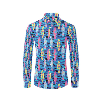 Surfboard Print Design LKS304 Men's Long Sleeve Dress Shirt