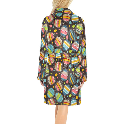 Easter Eggs Pattern Print Design RB03 Women's Fleece Robe