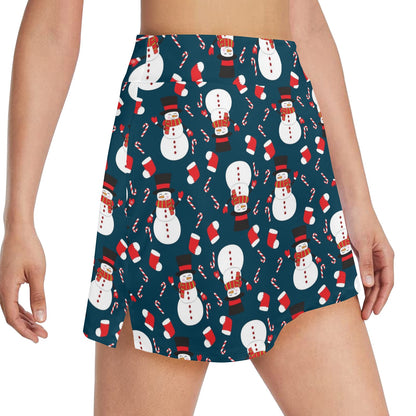 Snowman Print Design LKS301 17" Golf & Pickleball Skort with Pockets