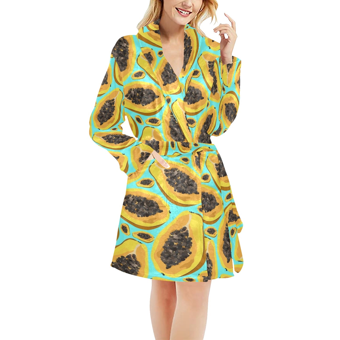 Papaya Pattern Print Design PP03 Women's Fleece Robe
