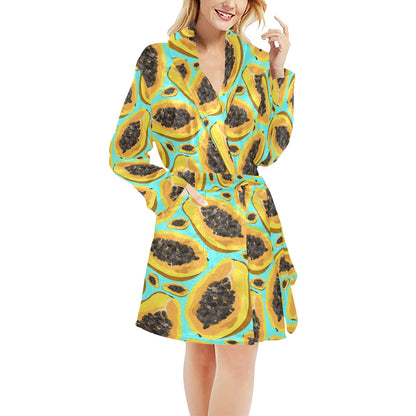 Papaya Pattern Print Design PP03 Women's Fleece Robe
