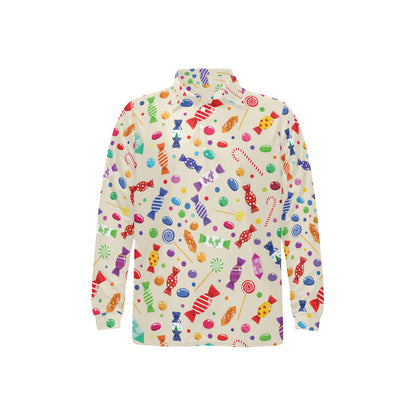 Candy Pattern Print Design 04 Long Sleeve Polo Shirt For Men's