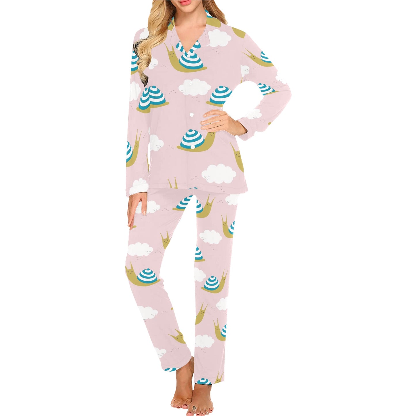 Snail Pattern Print Design 02 Women's Long Pajama Set