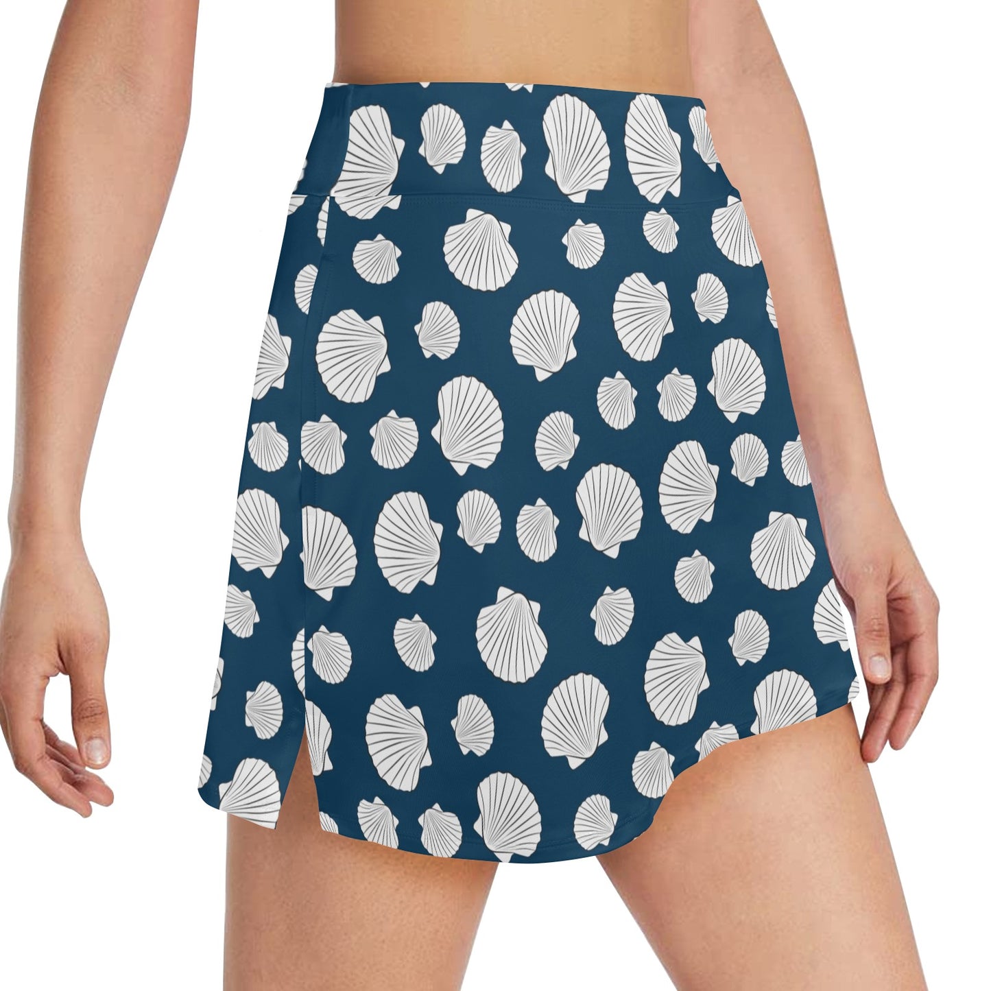 Seashell Print Design LKS3012 Women's Golf Skirt with Pocket