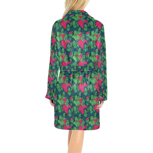 Zombie Themed Design Pattern Print Women's Fleece Robe
