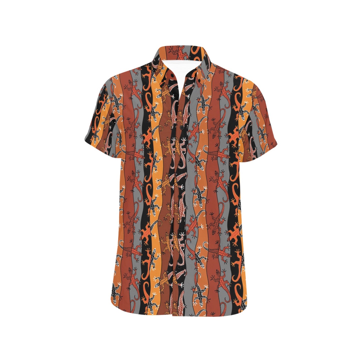 lizard Print Design LKS403 Men Short Sleeve Button Up Shirt