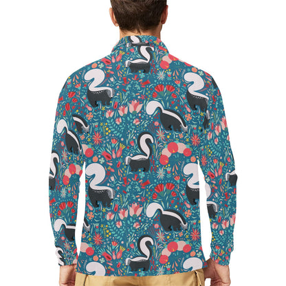 Skunk Print Design LKS302 Long Sleeve Polo Shirt For Men's