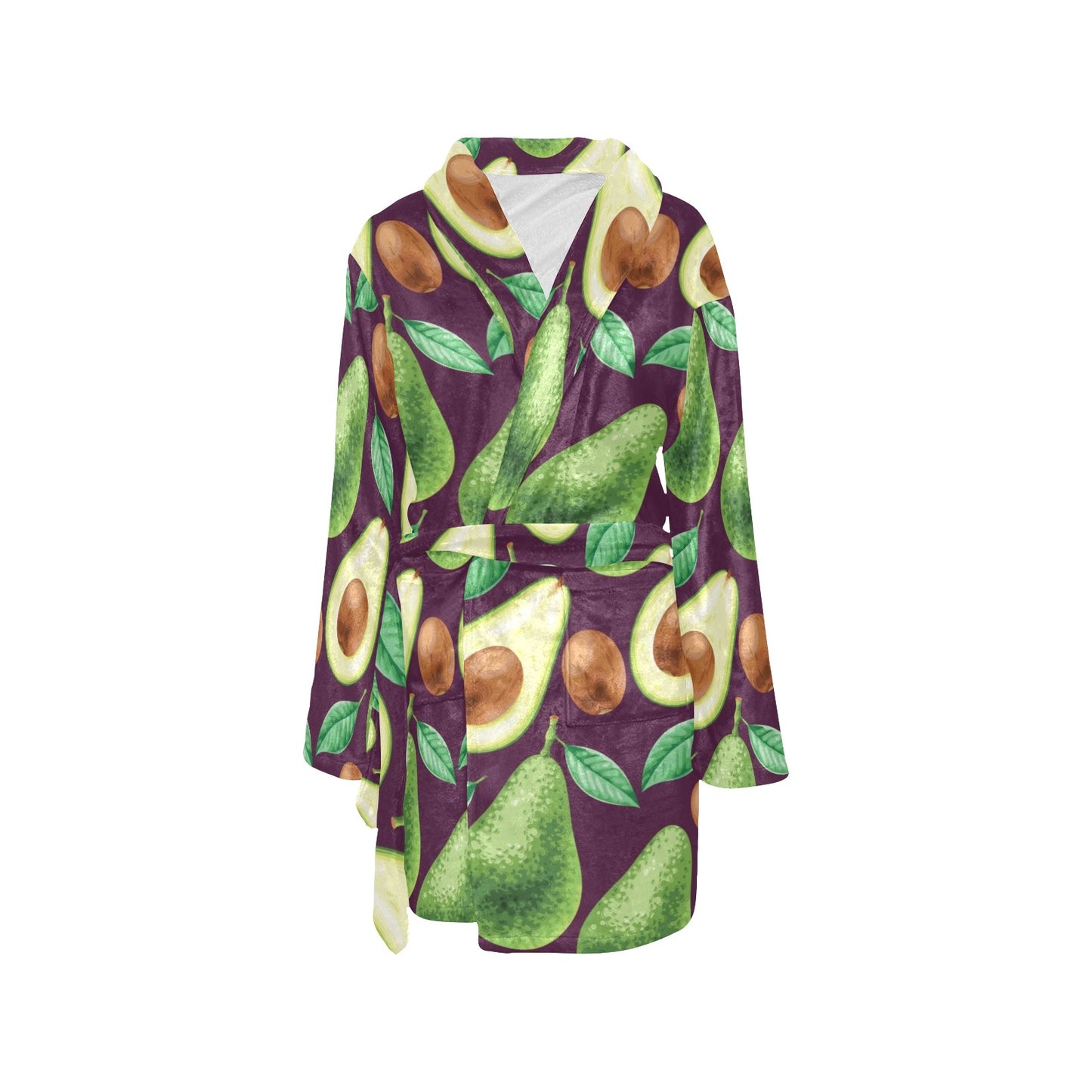 Avocado Pattern Print Design AC08 Women's Fleece Robe