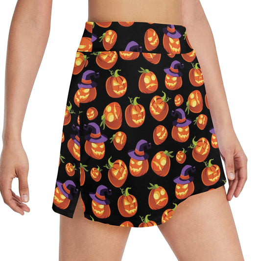 Witch Pumpkin Halloween Print LKS302 17" Golf & Pickleball Skort with Pockets