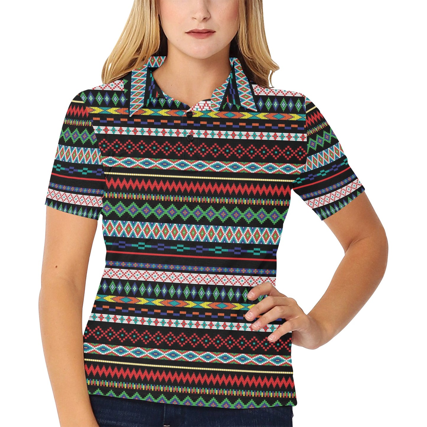 Southwest Pattern Print Design LKS302 Women's Polo Shirt