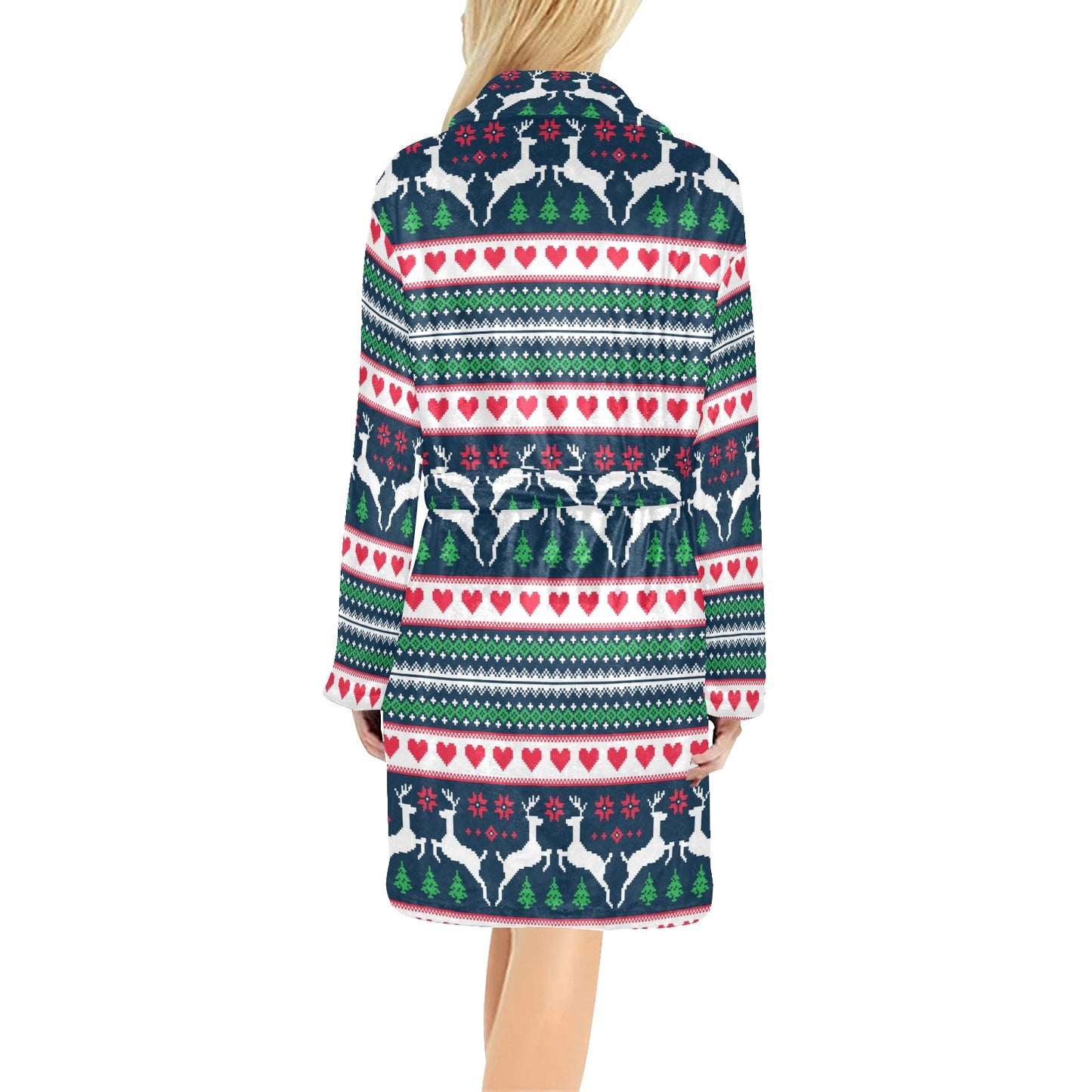 Reindeer Pattern Print Design 03 Women's Fleece Robe