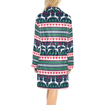 Reindeer Pattern Print Design 03 Women's Fleece Robe