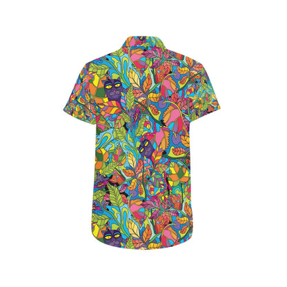 Trippy Print Design LKS301 Men Short Sleeve Button Up Shirt