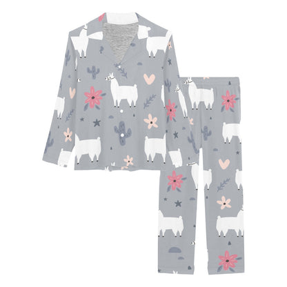 Llama Pattern Print Design 010 Women's Long Pajama Set