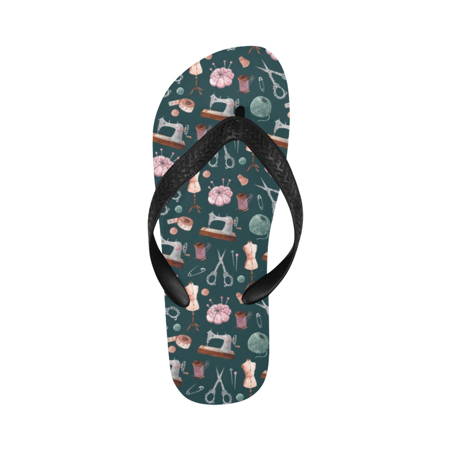 Sewing Equipment Print Design LKS307 Flip Flops