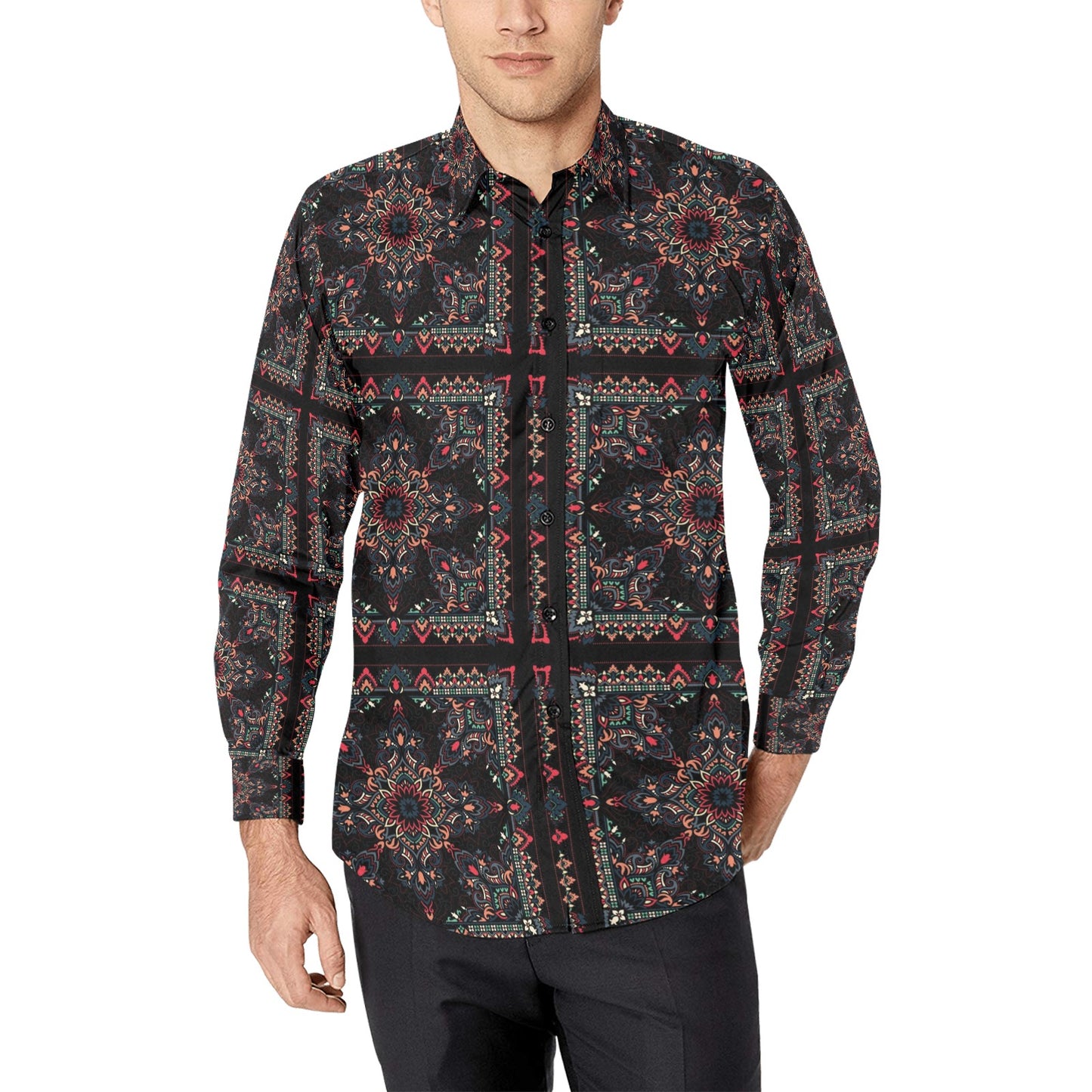 Bandana Print Design LKS307 Men's Long Sleeve Dress Shirt