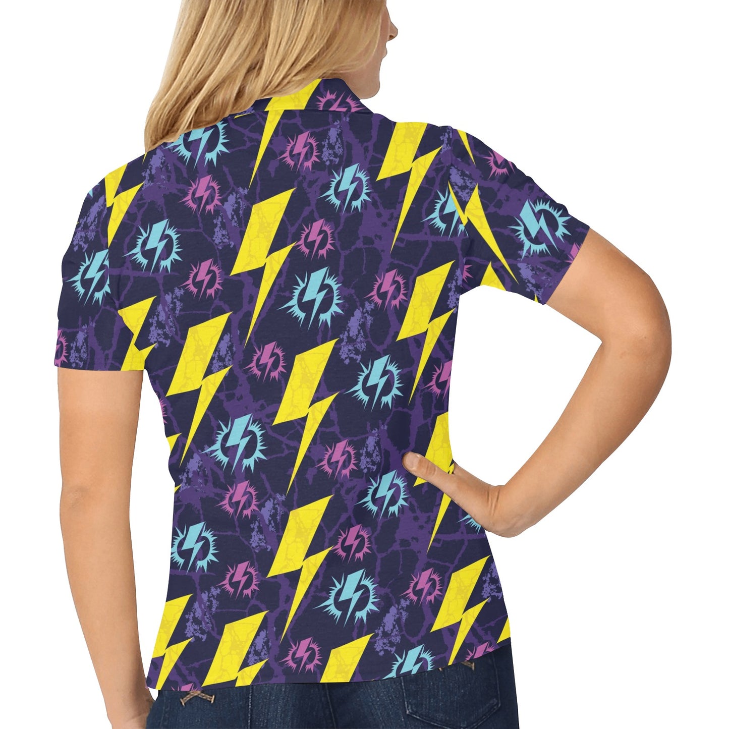Lightning Thunder Pattern Print Design 01 Women's Polo Shirt