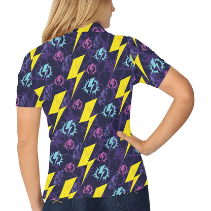 Lightning Thunder Pattern Print Design 01 Women's Polo Shirt