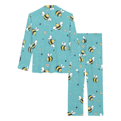 Bee Pattern Print Design BEE02 Women's Long Pajama Set
