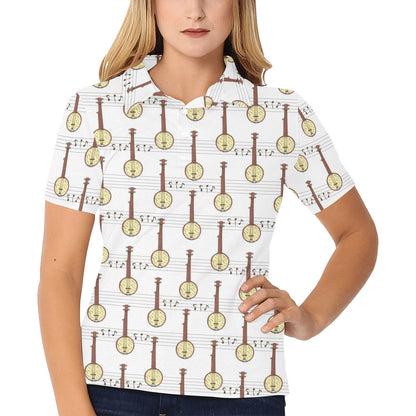 Banjo Print Design LKS402 Women's Polo Shirt