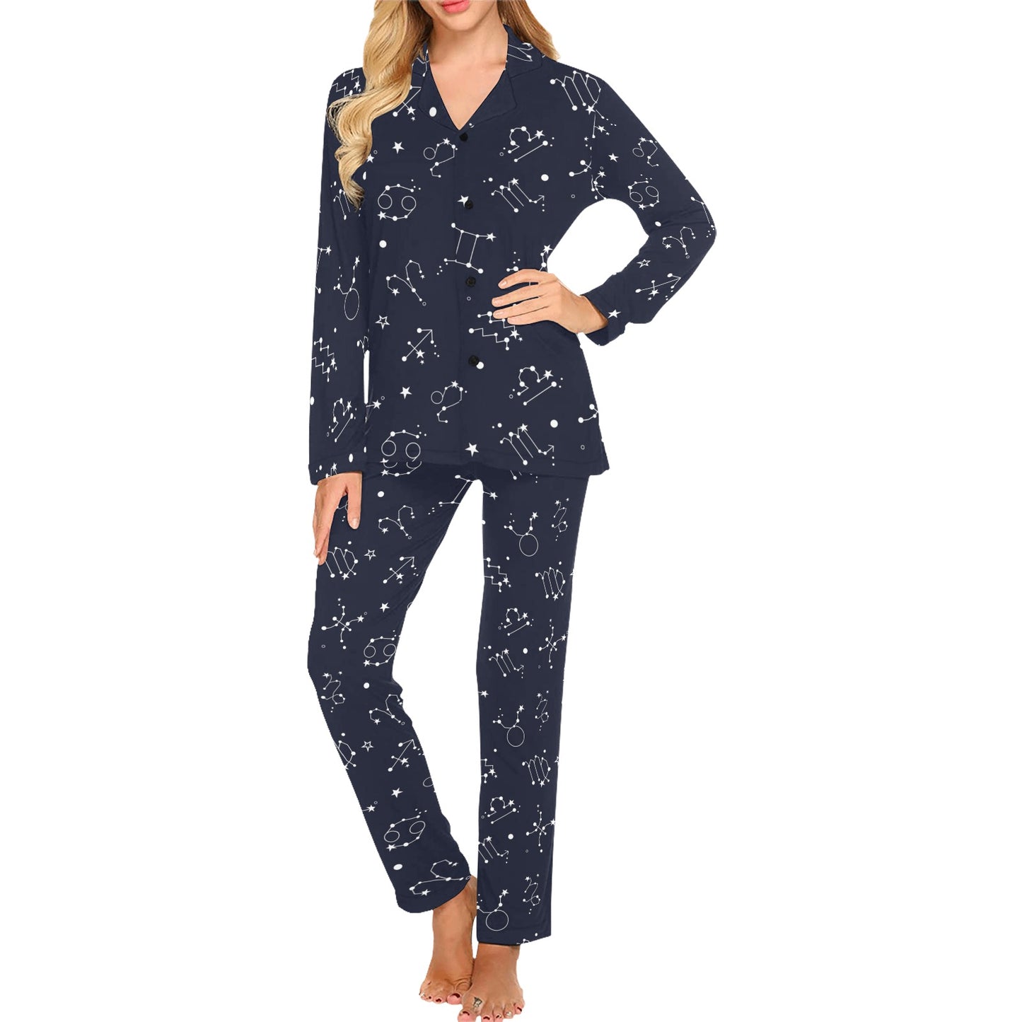 Constellation Pattern Print Design 05 Women's Long Pajama Set