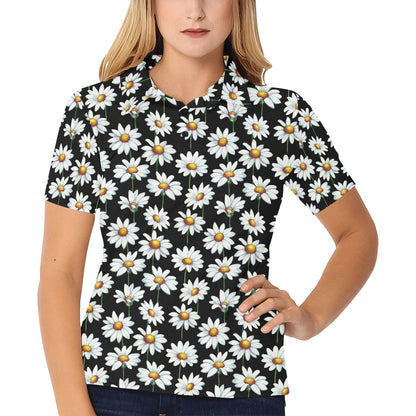 Daisy Print Pattern Women's Polo Shirt