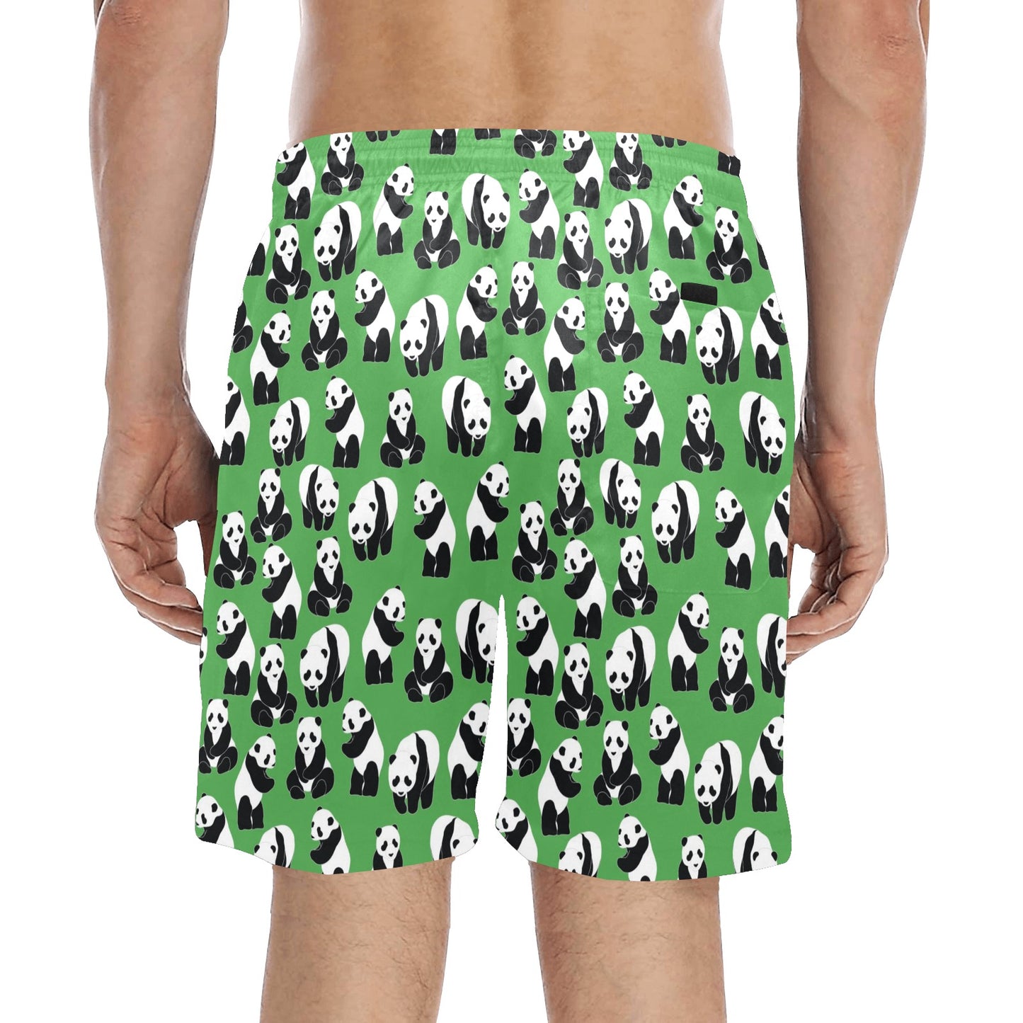 Panda Bear Pattern Themed Print Men's Swim Trunks Beach Shorts
