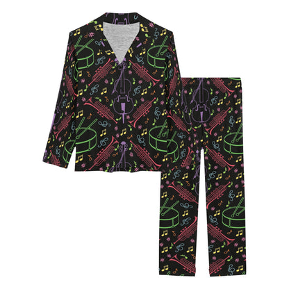 Cello Neon Pattern Print Design 02 Women's Long Pajama Set