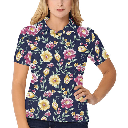 Gerberas Pattern Print Design GB03 Women's Polo Shirt