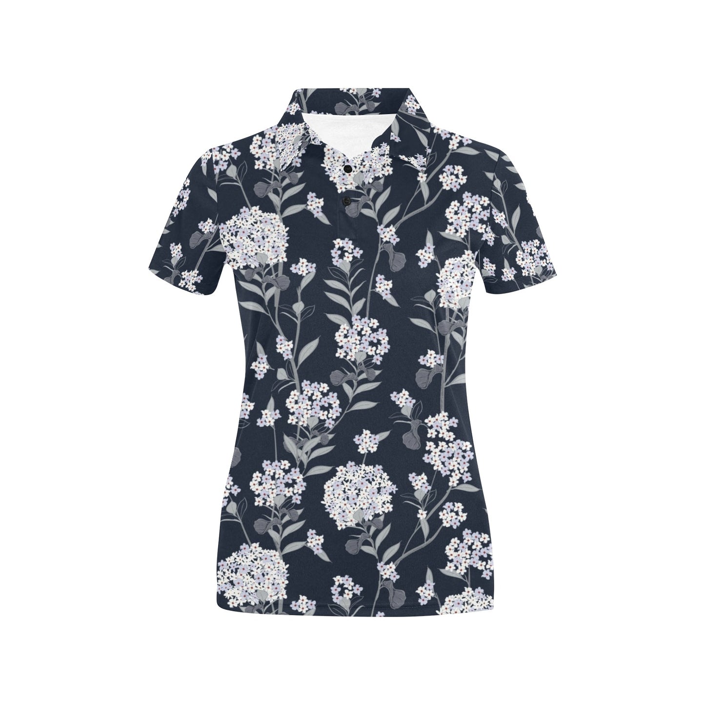 Hydrangea Pattern Print Design HD06 Women's Polo Shirt