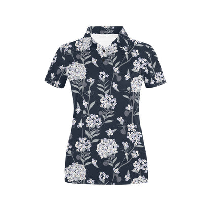 Hydrangea Pattern Print Design HD06 Women's Polo Shirt