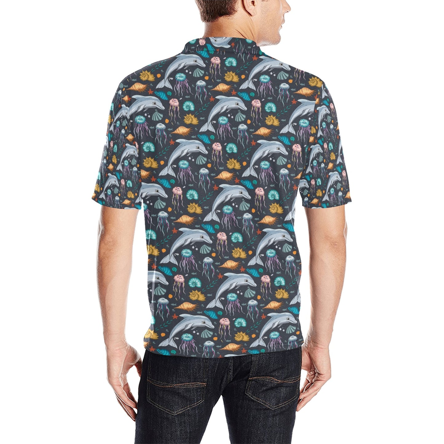 Underwater Dolphin Print Design LKS304 Men Polo Shirt