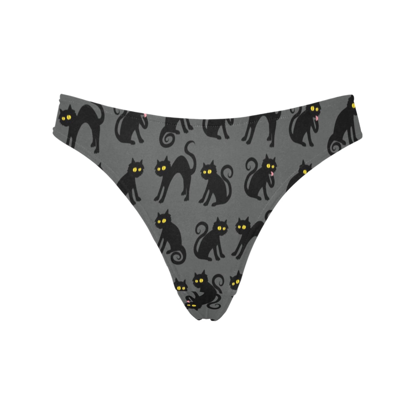Black Cat Cute Print Pattern Women's Thongs