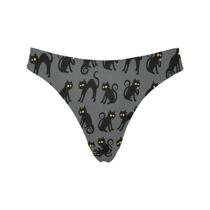 Black Cat Cute Print Pattern Women's Thongs