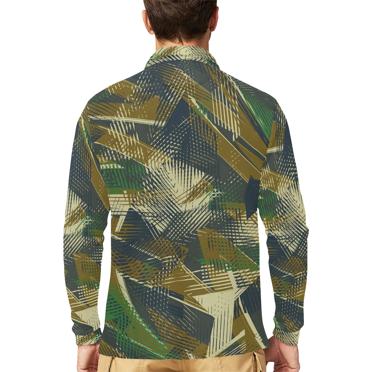 Military Camouflage Pattern Print Design 01 Long Sleeve Polo Shirt For Men's