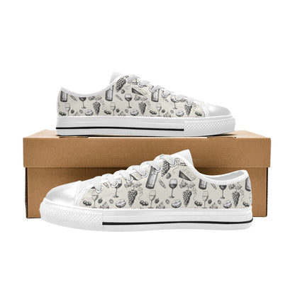 Wine Themed Print Design LKS306 Women's White Low Top Shoes