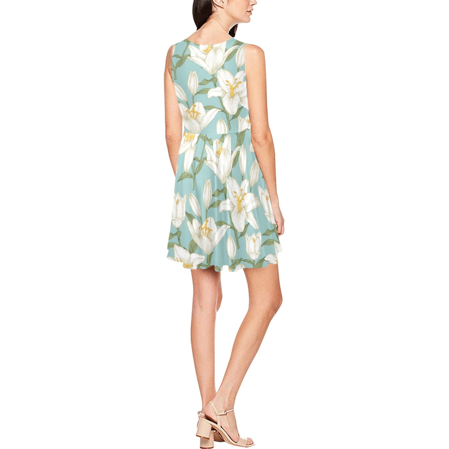 Lily Pattern Print Design LY09 Sleeveless Dress