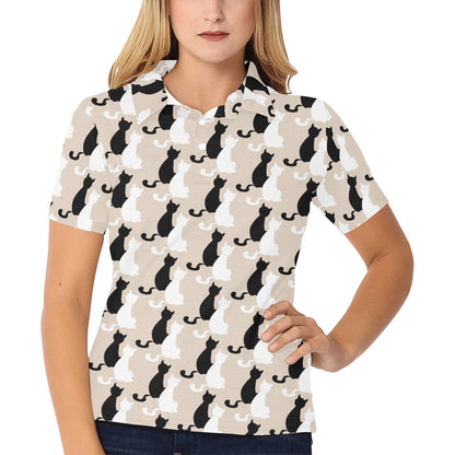 Cat Pattern Print Design 04 Women's Polo Shirt