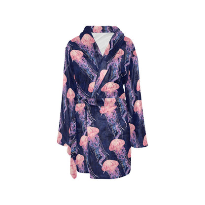 Jellyfish Pattern Print Design 03 Women's Fleece Robe
