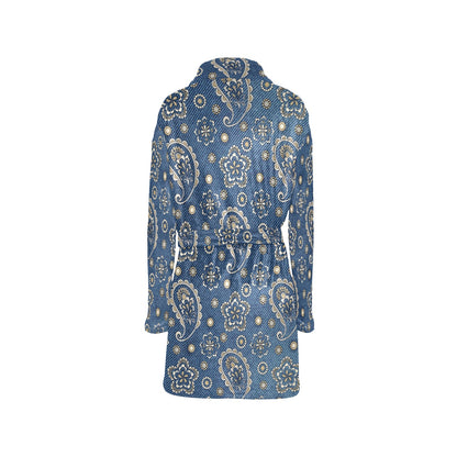 Jean Paisley Pattern Print Design 01 Women's Fleece Robe
