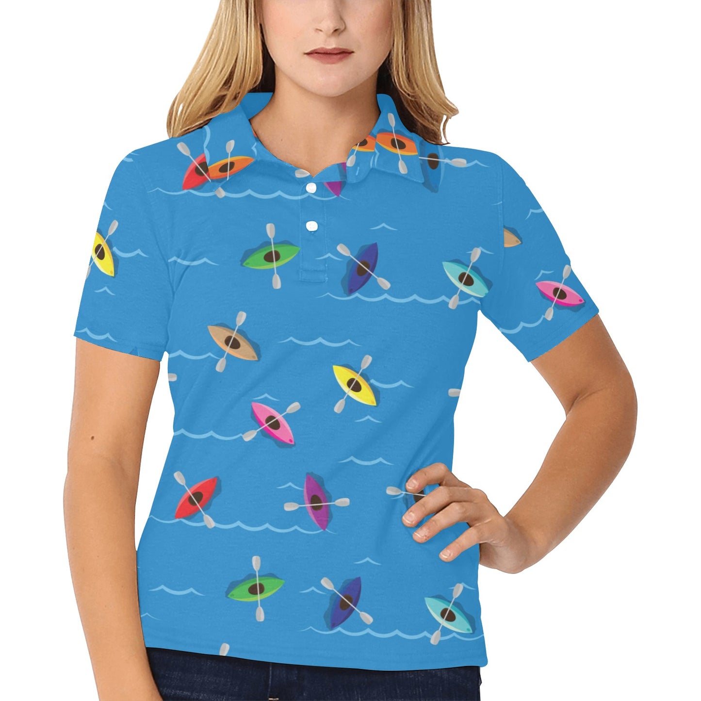 Kayak Pattern Print Design 03 Women's Polo Shirt