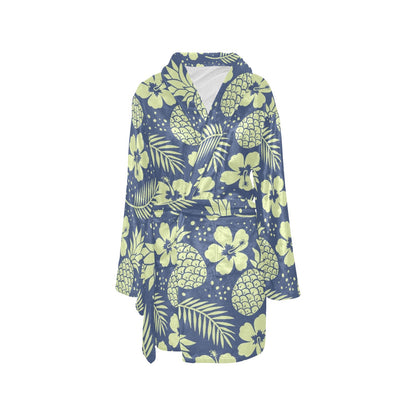 Pineapple Pattern Print Design PP07 Women's Fleece Robe