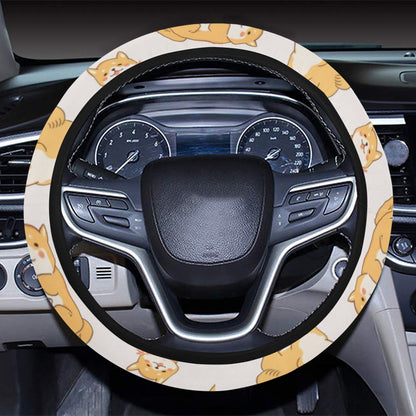 Shiba Inu Print Design LKS308 Steering Wheel Cover with Elastic Edge