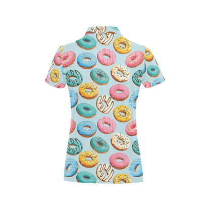 Donut Pattern Print Design DN05 Women's Polo Shirt
